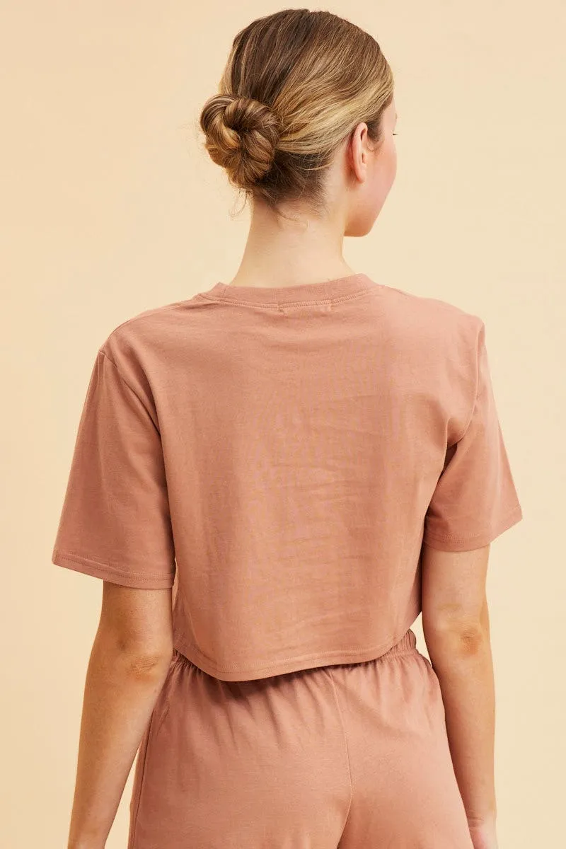Orange Cropped T-Shirt Crew Neck Short Sleeve Cotton sold by Ally Fashion product image thumbnail 5