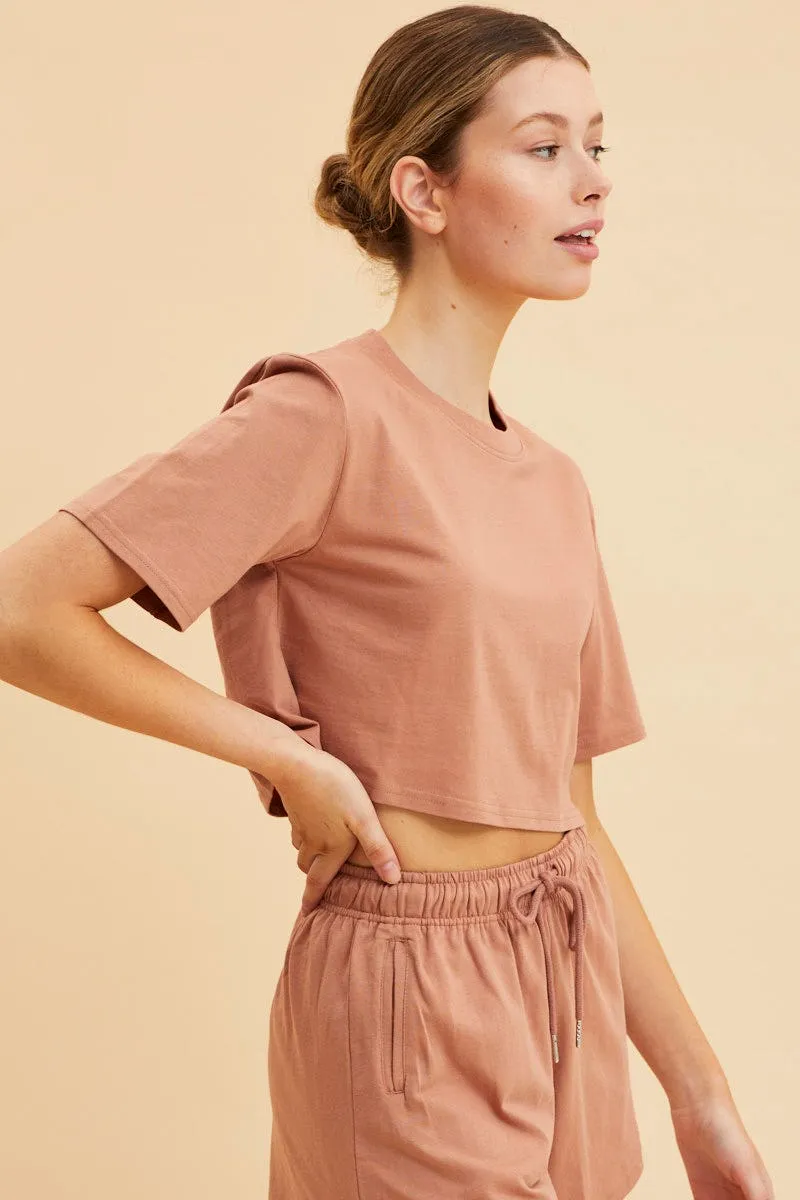 Orange Cropped T-Shirt Crew Neck Short Sleeve Cotton sold by Ally Fashion product image thumbnail 4