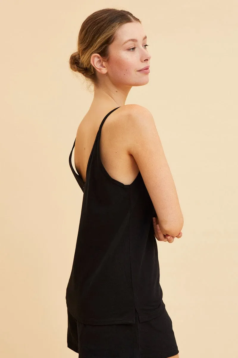 Black V Neck Singlet Cotton Relaxed Fit sold by Ally Fashion product image thumbnail 4