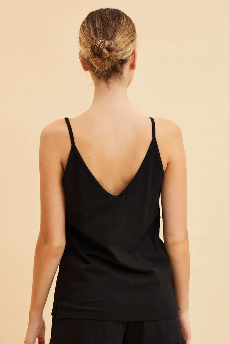 Black V Neck Singlet Cotton Relaxed Fit sold by Ally Fashion product image thumbnail 5