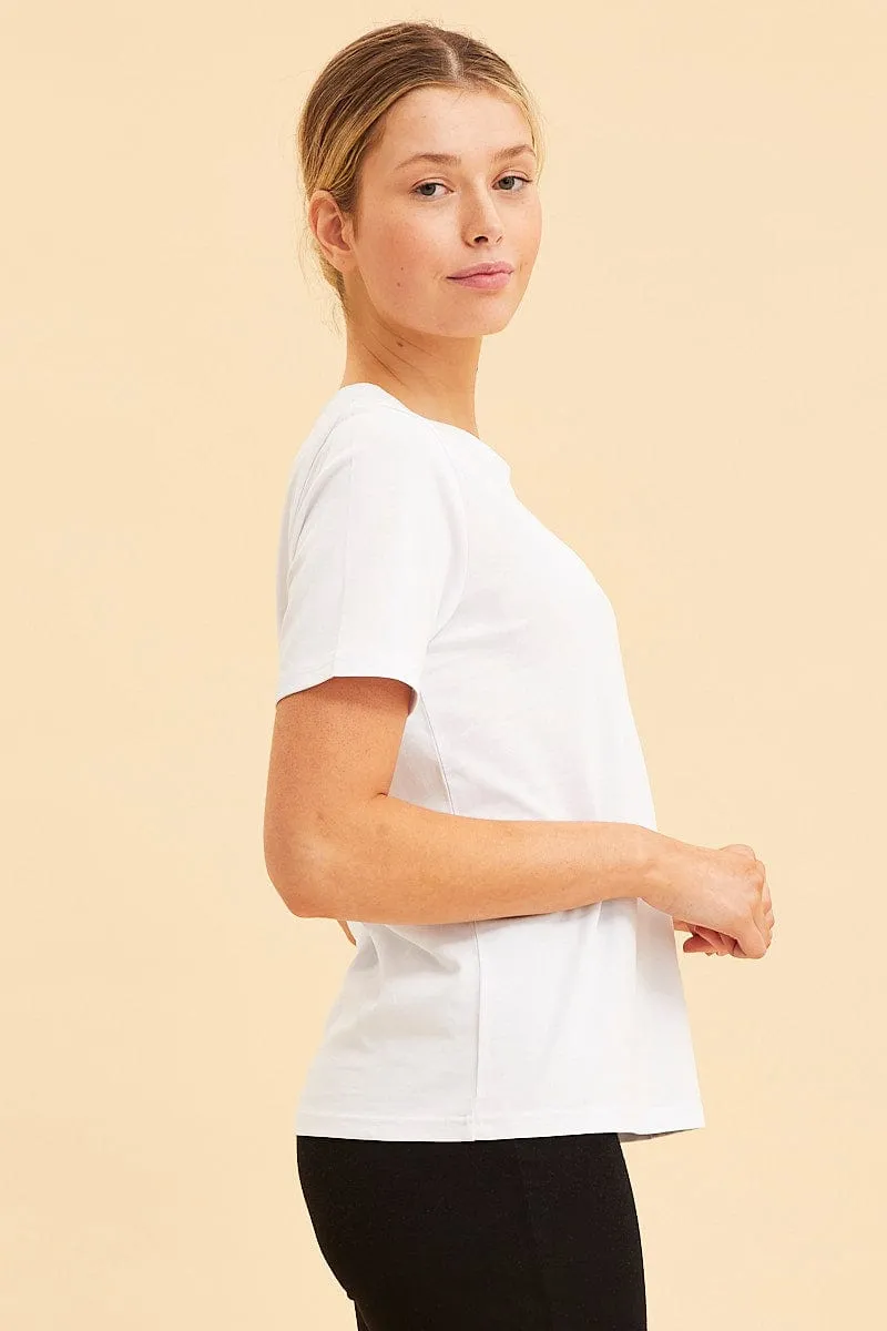White Relaxed T-Shirt Heavy Cotton Crew Neck sold by Ally Fashion product image thumbnail 4