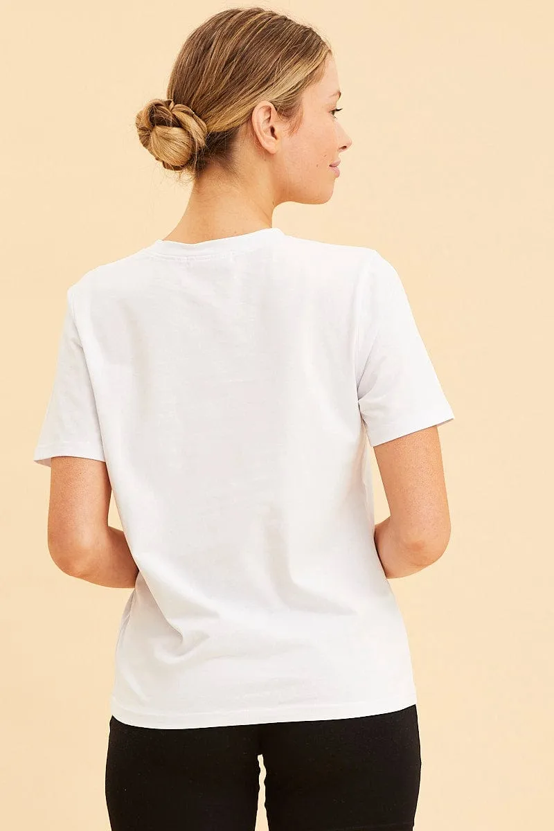 White Relaxed T-Shirt Heavy Cotton Crew Neck sold by Ally Fashion product image thumbnail 5