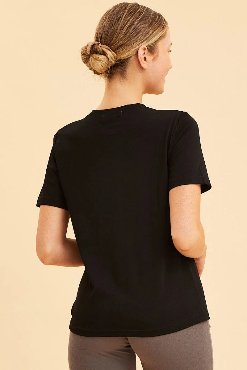 Black Relaxed T-Shirt Heavy Cotton Crew Neck sold by Ally Fashion product image thumbnail 5