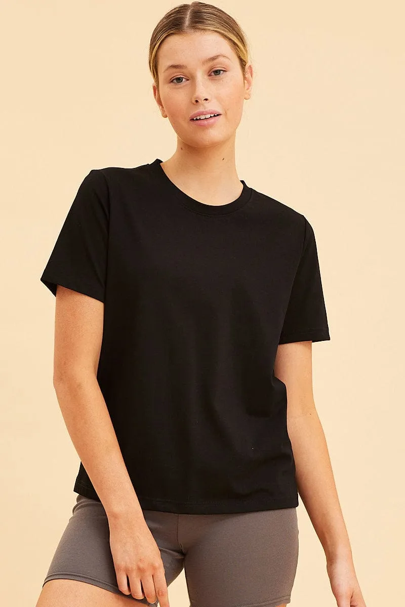 Black Relaxed T-Shirt Heavy Cotton Crew Neck sold by Ally Fashion