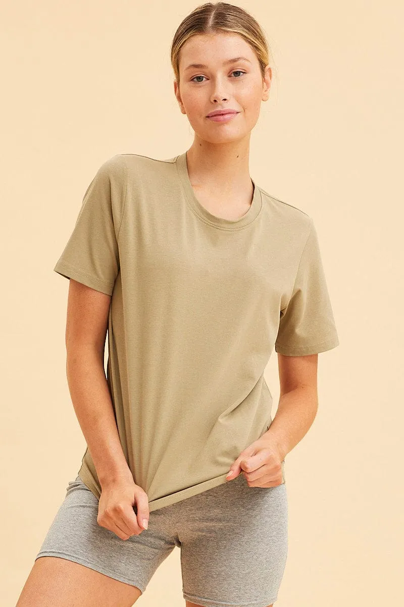 Green Relaxed T-Shirt Heavy Cotton Crew Neck sold by Ally Fashion product image thumbnail 3