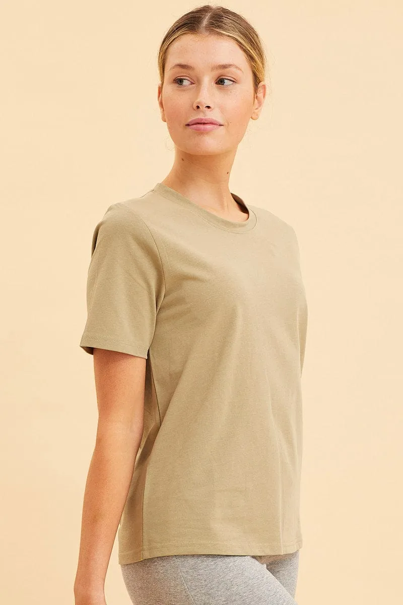 Green Relaxed T-Shirt Heavy Cotton Crew Neck sold by Ally Fashion product image thumbnail 4