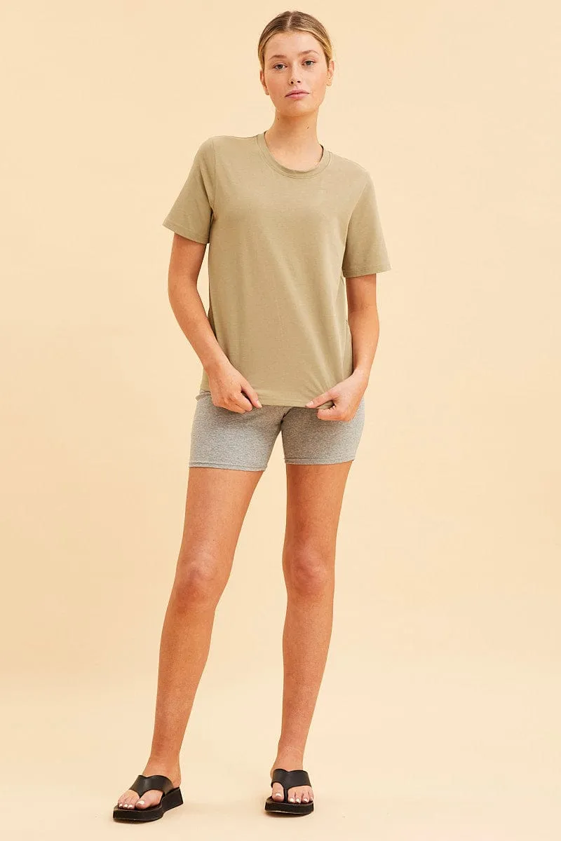 Green Relaxed T-Shirt Heavy Cotton Crew Neck sold by Ally Fashion product image thumbnail 2
