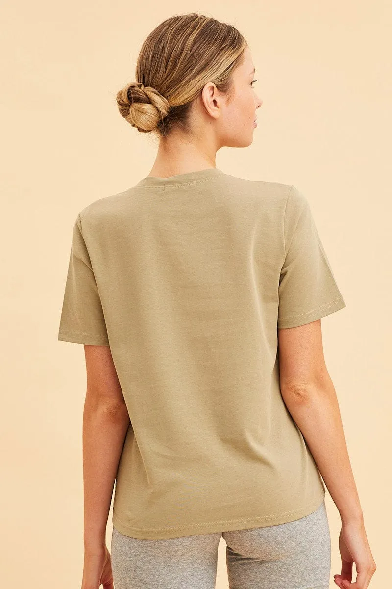 Green Relaxed T-Shirt Heavy Cotton Crew Neck sold by Ally Fashion product image thumbnail 5