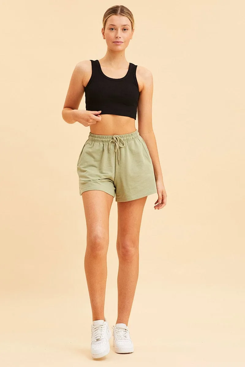 Black Cropped Tank Cotton Blend Rib Racer Back sold by Ally Fashion product image thumbnail 2