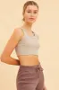 Beige Cropped Tank Cotton Blend Rib Racer Back sold by Ally Fashion