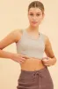 Beige Cropped Tank Cotton Blend Rib Racer Back sold by Ally Fashion