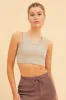 Beige Cropped Tank Cotton Blend Rib Racer Back sold by Ally Fashion