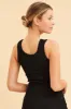 Black Cotton Tank Scoop Neck Cotton Blend Rib Sleeveless sold by Ally Fashion