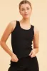 Black Cotton Tank Scoop Neck Cotton Blend Rib Sleeveless sold by Ally Fashion
