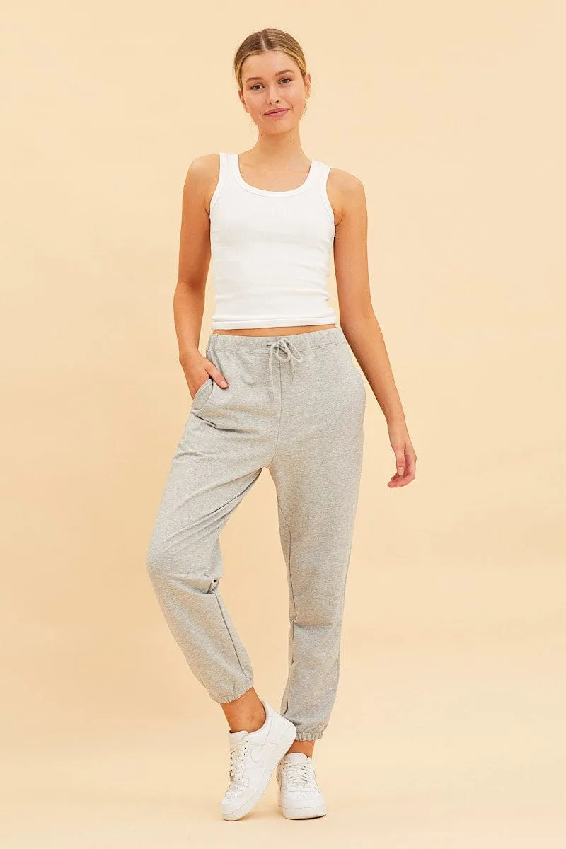 White Cotton Tank Scoop Neck Cotton Blend Rib Sleeveless sold by Ally Fashion product image thumbnail 2