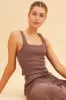 Brown Crop Tank Square Neck Cotton Blend Rib sold by Ally Fashion