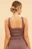 Brown Crop Tank Square Neck Cotton Blend Rib sold by Ally Fashion