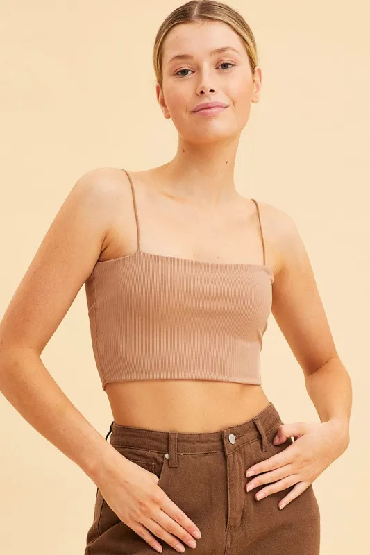 Brown Bandeau Singlet Rib Top sold by Ally Fashion