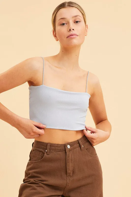 Blue Bandeau Singlet Rib Top sold by Ally Fashion