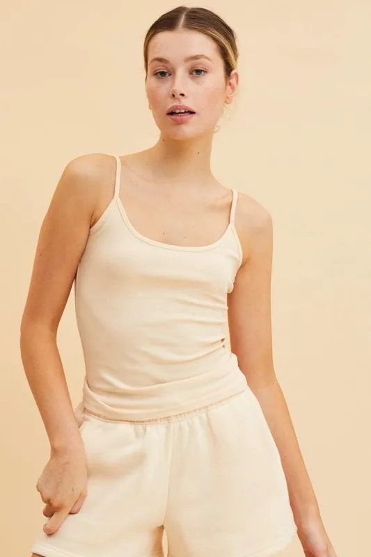 Beige Singlet Top Base Layer Sccop Neck Sleeveless sold by Ally Fashion