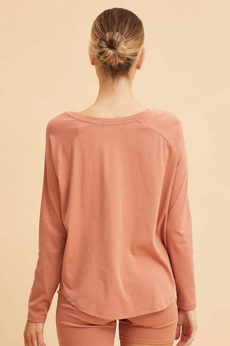 Orange Cotton Top Long Sleeve Relaxed Fit Curved Hem sold by Ally Fashion product image thumbnail 5