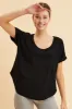 Black Pocket Tee Scoop Neck Cotton Stretch Short Sleeve sold by Ally Fashion