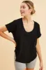 Black Pocket Tee Scoop Neck Cotton Stretch Short Sleeve sold by Ally Fashion