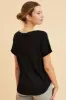Black Pocket Tee Scoop Neck Cotton Stretch Short Sleeve sold by Ally Fashion