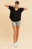Black Pocket Tee Scoop Neck Cotton Stretch Short Sleeve sold by Ally Fashion