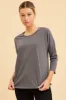 Grey Cotton Top 3/4 Sleeve Drop Shoulder Relaxed Fit sold by Ally Fashion