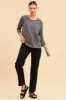 Grey Cotton Top 3/4 Sleeve Drop Shoulder Relaxed Fit sold by Ally Fashion