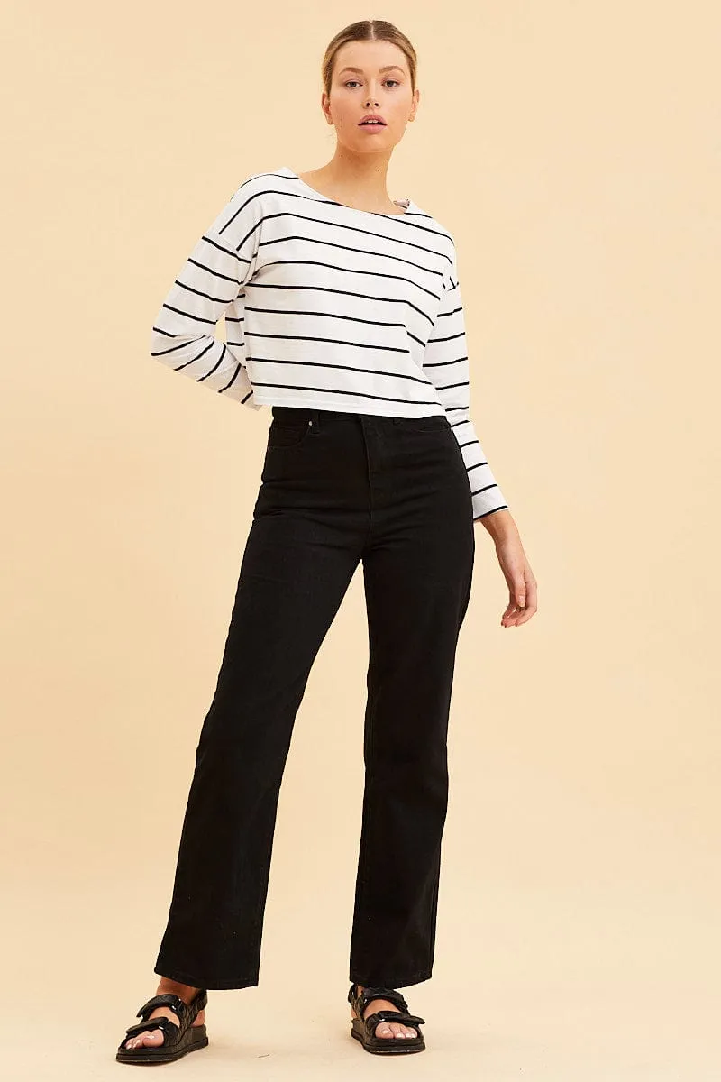 Stripe Boxy Top Wide Neck Long Sleeve sold by Ally Fashion product image thumbnail 2