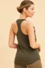 Green Racer Tank Cotton Stretch Sleeveless Scoop Neck sold by Ally Fashion