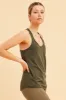 Green Racer Tank Cotton Stretch Sleeveless Scoop Neck sold by Ally Fashion