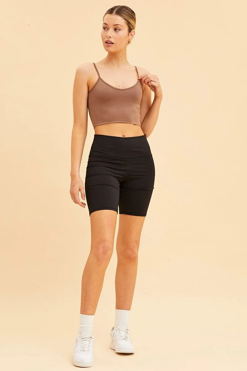 Brown Crop Cami Top Smooth Scoop Neck Sleeveless sold by Ally Fashion product image thumbnail 2