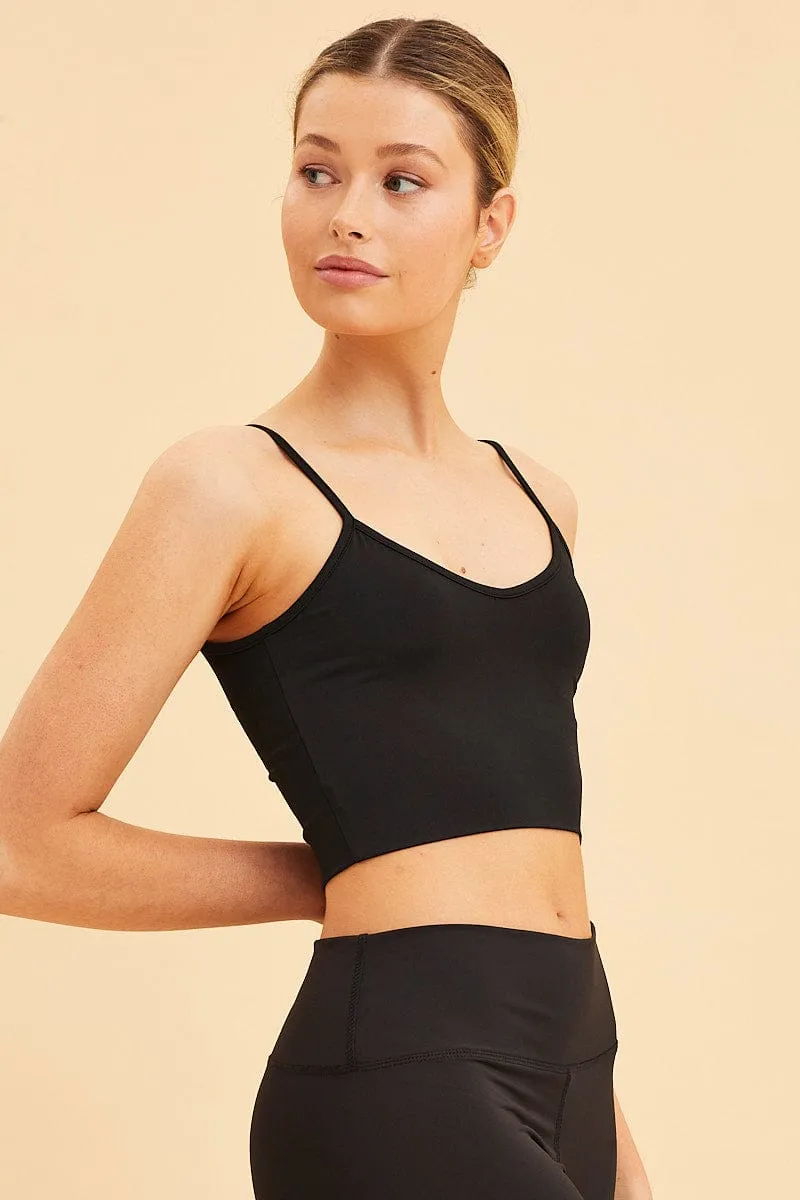 Black Crop Cami Top Smooth Scoop Neck Sleeveless sold by Ally Fashion product image thumbnail 4