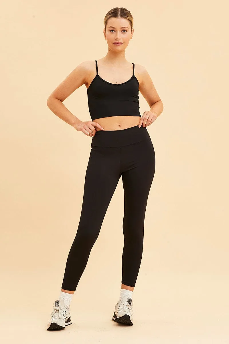 Black Crop Cami Top Smooth Scoop Neck Sleeveless sold by Ally Fashion product image thumbnail 2