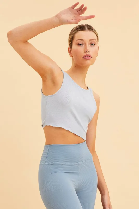 Blue Sleeveless Tank Cross Back Crop Reversible sold by Ally Fashion
