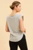 Grey Relaxed T-Shirt Drop Shoulder Curved Hem Crew Neck sold by Ally Fashion