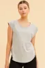Grey Relaxed T-Shirt Drop Shoulder Curved Hem Crew Neck sold by Ally Fashion