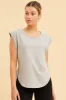 Grey Relaxed T-Shirt Drop Shoulder Curved Hem Crew Neck sold by Ally Fashion