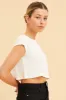 White Cropped T-Shirt Wide Rib Crew Neck Short Sleeve sold by Ally Fashion
