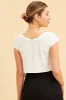 White Cropped T-Shirt Wide Rib Crew Neck Short Sleeve sold by Ally Fashion