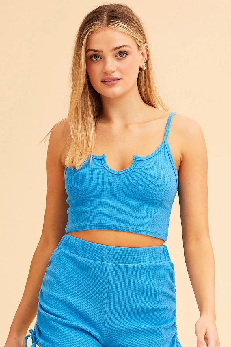 Blue Sutton Basic Rib Notch Singlet sold by Ally Fashion product image thumbnail 3