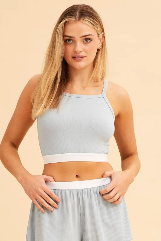 Blue Mia Soft Rib Tank sold by Ally Fashion