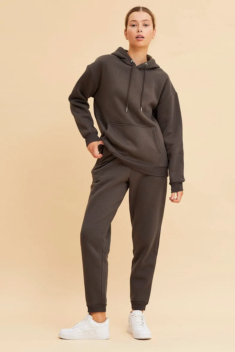 Grey Fleece Hoodie Long Sleeve Cotton sold by Ally Fashion product image thumbnail 2