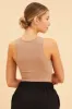 Beige Seamless Tank Top High Neck Rib Crop sold by Ally Fashion