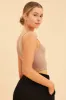 Beige Seamless Tank Top High Neck Rib Crop sold by Ally Fashion