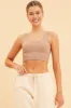 Beige Seamless Tank Top Scoop Neck Rib Crop sold by Ally Fashion