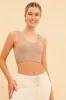 Beige Seamless Tank Top Scoop Neck Rib Crop sold by Ally Fashion